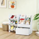 Estante Infantil para Brinquedos com 6 Caixas Removíveis 3 Prateleiras Abertas e Gaveta Inferior com Rodas 100x30x80 cm Branco