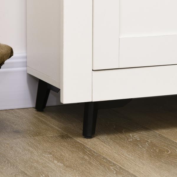 Aparador Móvel Auxiliar de Cozinha com 2 Gavetas 3 Portas e Prateleira Ajustável Móvel de TV de até 50 Polegadas 117x35x80 cm Branco e Madeira