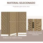 Biombo Separador de Ambientes com 3 Painéis Dobrável em Corda de Papel 120x170 cm Decoração para Quarto Madeira