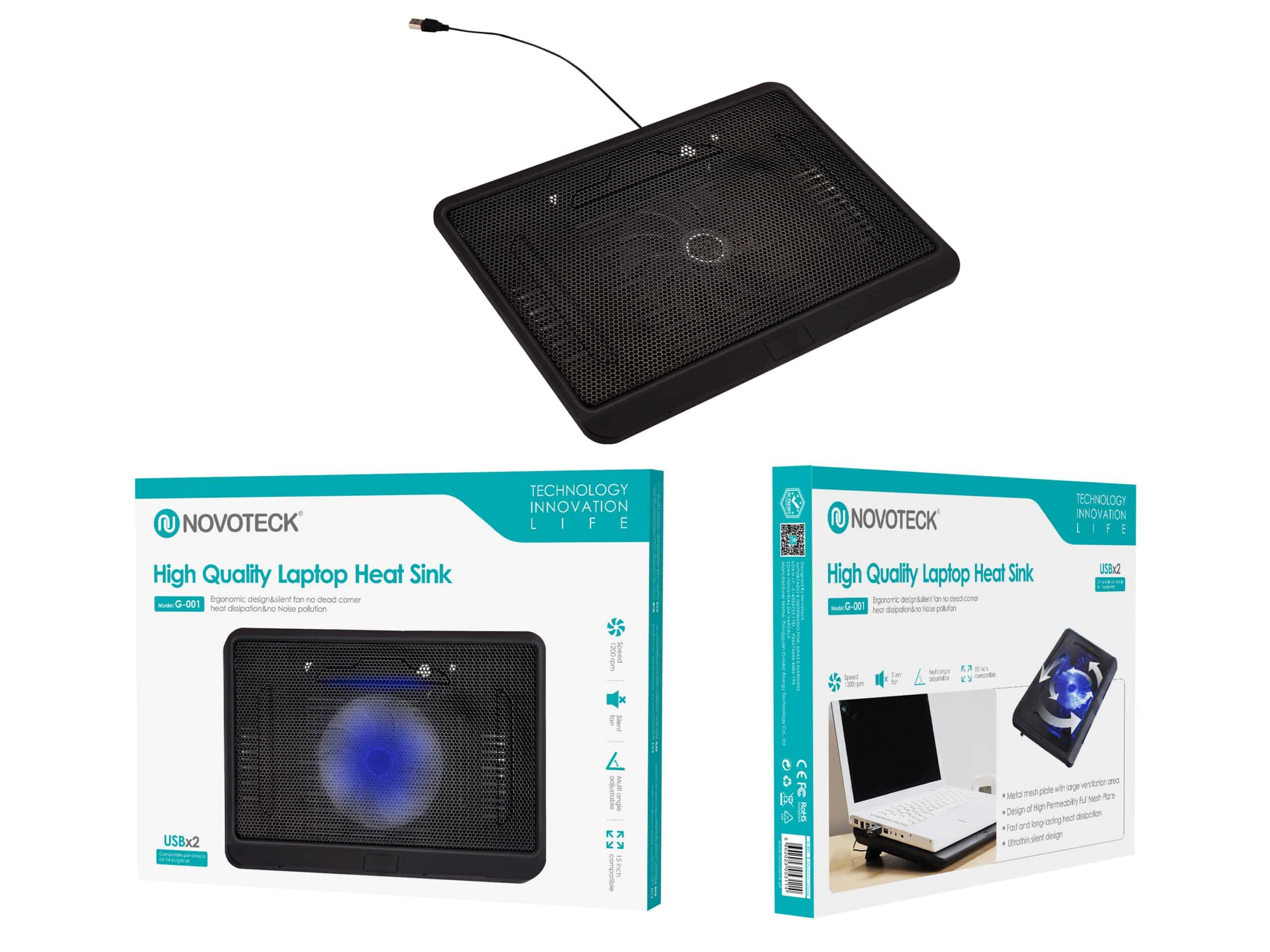 Suporte Dissipador de Calor para Portáteis até 17" com Ventilação USB NOVOTECK G - 001