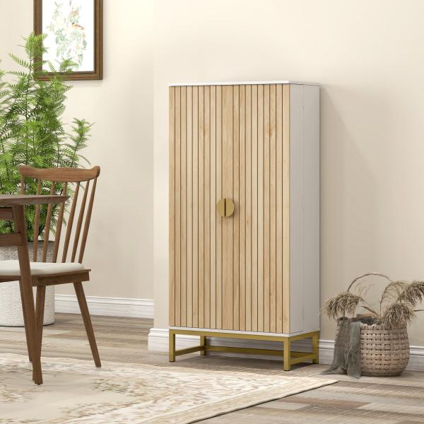 Armário de Cozinha com 2 Portas e 12 Compartimentos Design Moderno com 5 Prateleiras Ajustáveis Branco