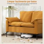 Sofá de 2 Lugares Revestido em Veludo Sofá Moderno com Pés de Metal Apoios de Braços Acolchoados 130x77x84 cm Amarelo Mostarda