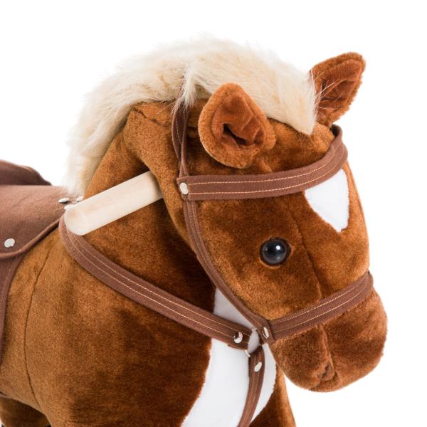 Cavalo para Crianças acima de 36 Meses com Rodas Sons de Relincho e Pedais Carga 60 kg 55x23x60 cm Marrom