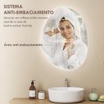 Espelho de Casa de Banho LED 3 Cores de Luz Brilho Regulável Função Anti - Embaciamento Função Memória IP44 70x50 cm Prata
