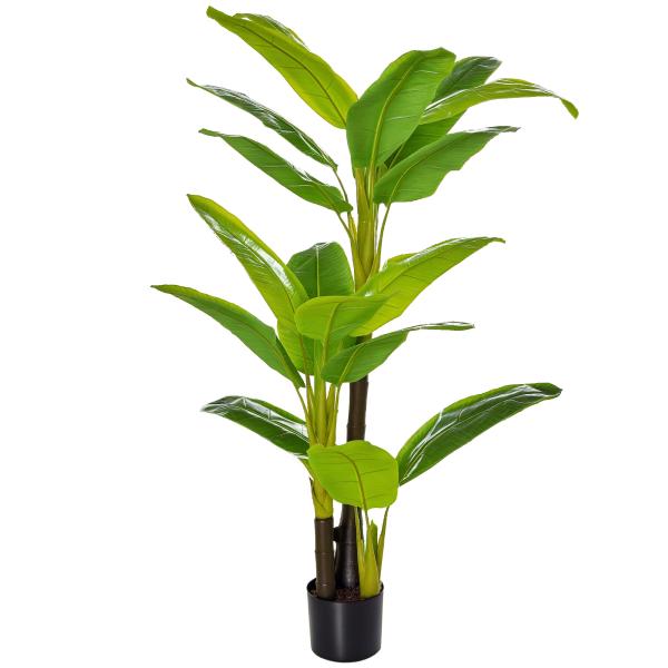 Bananeira Artificial 150 cm Planta Artificial com Vaso e 18 Folhas Planta Artificial para Decoração Verde