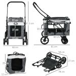 Carrinho para Animais de Estimação Carrinho para Cães Dobrável com Compartimento Desmontável 4 Portas 81x58x97,5 cm Cinza