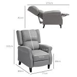 HOMOM Poltrona Reclinável Poltrona Relax com Reclinação Manual até 160° e Apoio para os Pés Retráteis 77x88x102 cm Cinza