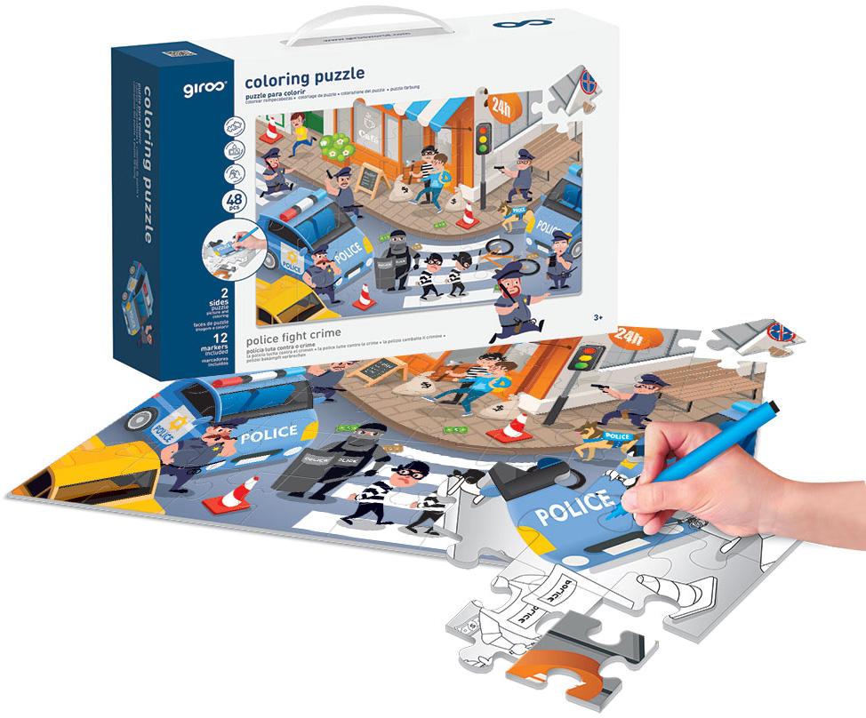 Play Puzzle Colorir 2 Faces 48 Pcs Cidade - GIROS