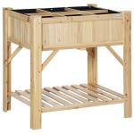 Horta Urbana de Madeira Mesa de Cultivo com 6 Compartimentos e Prateleira Inferior para Plantas e Flores em Jardim Terraço Exterior Capacidade 80 kg 78,5x58x81 cm Cor Natural