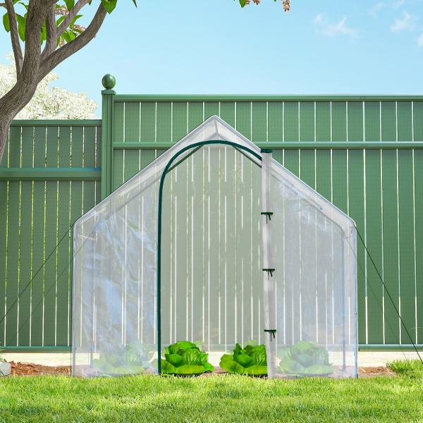 Estufa com Janela Porta Estrutura de Aço e Cobertura de Plástico Impermeável Anti - UV 180x100x168 cm Transparente