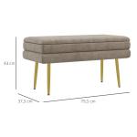 Banco Pé de Cama 30L Banco com Armazenamento para Dormitório Estofado em Veludo 79,5x37,5x43 cm Bege