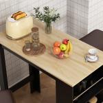 Mesa de Bar com 3 Prateleiras com Suporte Estilo Moderno para Cozinha Sala de Jantar 112x57x106 cm Preto e Madeira