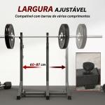 Suporte para Barras de Pesos com Largura e Altura Ajustáveis Suporte de Musculação com Estrutura de Aço 60 - 87x65x121 - 158 cm Preto