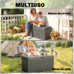 Baú Exterior Capacidade 440L em Resina Resistente à Água e aos Raios UV com Tampa Bloqueável 133x62x65 cm Castanho
