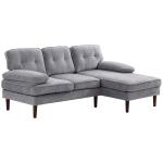 Sofá de Canto com Chaise Longue em Forma de L Estofado em Poliéster para Sala Capacidade 250 kg 215x142x88 cm Cinza