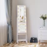 Guarda - Joias de Pé, com Espelho, Armário para Joias 16 Luzes LED Reclinável 36x30x136cm Branco