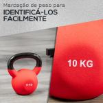 Kettlebell de 10 kg de Ferro Fundido Peso Russo com Revestimento de Neoprene para Treinamento de Força 18x11x20cm Vermelho