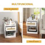 Conjunto de 2 Mesas de Cabeceira Mesas de Cabeceira para Dormitório com Gaveta em Vime 40x40x53 cm Branco
