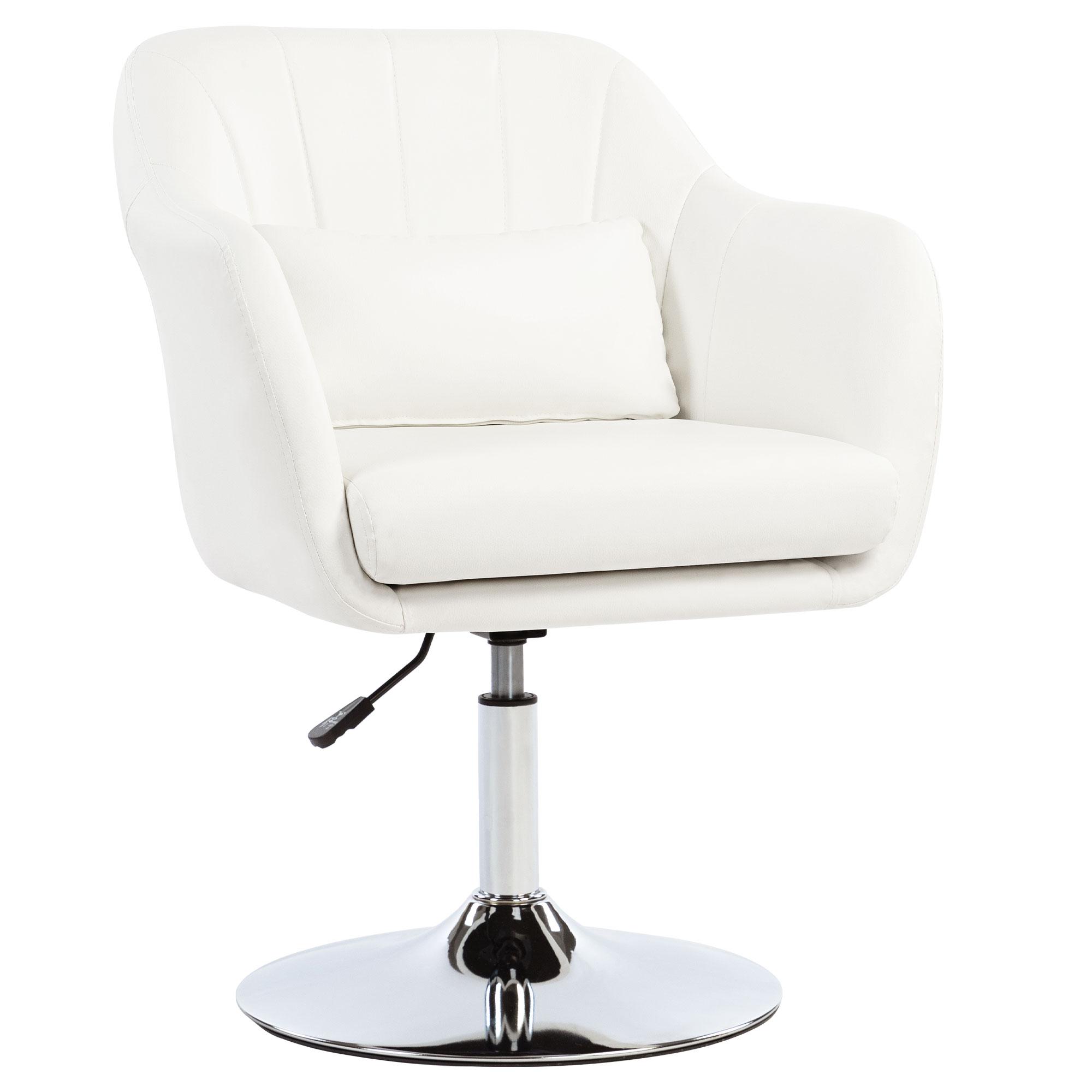 Cadeira de Escritório Giratória 360° Tamborete de Bar Cozinha Cabeleireiro com Encosto Envolvente Altura Ajustável 60x60x79 - 91 cm Branco