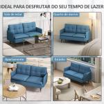 Sofá de 2 Lugares Moderno Estofado em Poliéster com 4 Almofadas Apoio para os Braços e Pés de Aço 139x68x80 cm Azul