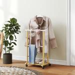 Cabide de Pé de Bambu com Rodas Cabide para Roupas com Barras para Calças e Prateleira Inferior para Sapatos Estilo Nórdico 47x33,7x105,5 cm Madeira e Branco