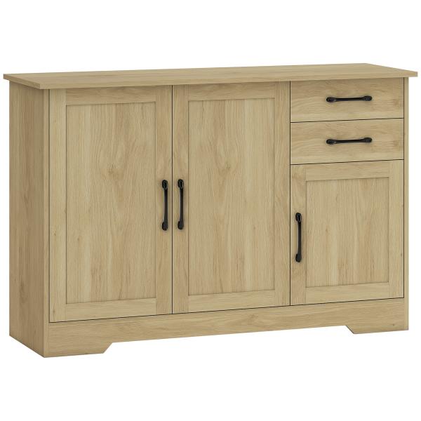 Aparador com 3 Portas Moderno para Sala de Estar com 2 Gavetas Prateleira Ajustável 120x38x79 cm Madeira