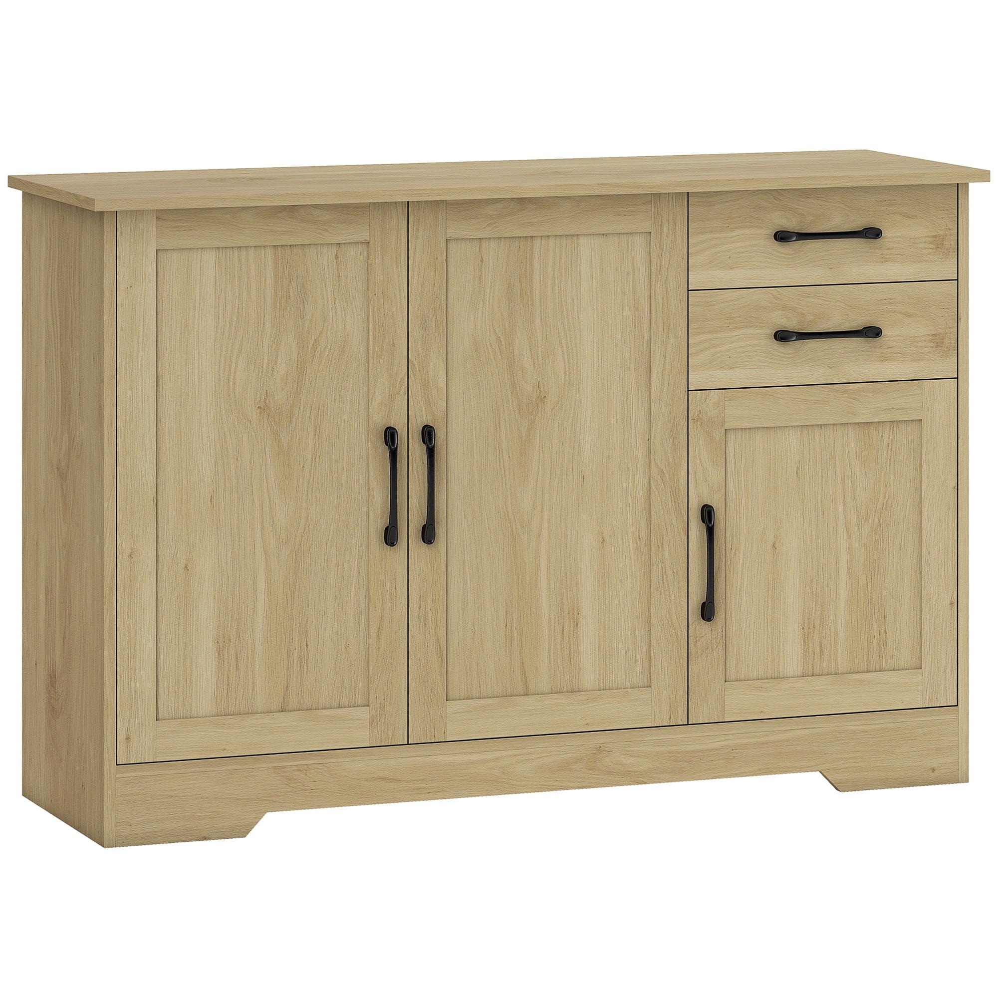 Aparador com 3 Portas Moderno para Sala de Estar com 2 Gavetas Prateleira Ajustável 120x38x79 cm Madeira