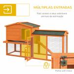 Coelheira de Madeira 150x45x85 cm Gaiola para Coelhos Grande com Telhado Asfáltico Bandeja Removível Escada e Ninho Natural
