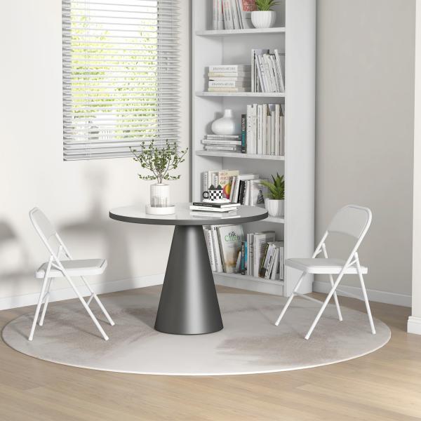 Conjunto de 2 Cadeiras Dobráveis com Encosto e Estrutura de Aço para Sala de Estar escritório Estúdio 45x46x78 cm Branco