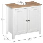 Móvel para Lavatório Pousar com 2 Portas e Prateleira Ajustável Estilo Moderno 60x30x60cm Branco e Madeira
