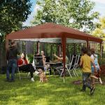 Tenda Dobrável 6x3 m com Altura Ajustável em 3 Níveis Bolsa de Transporte Anti - UV e Estrutura de Aço Castanho