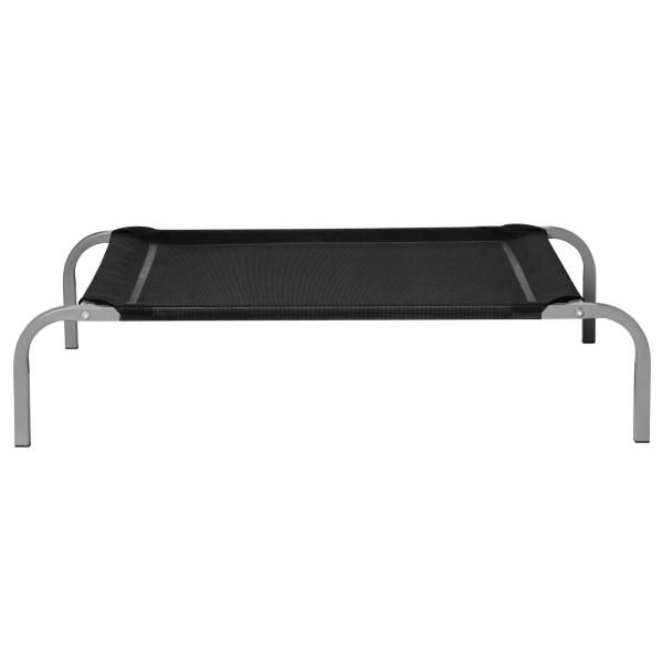 Cama Elevada para Animais de Estimação Cama para Cães e Gatos Desmontável Tecido Textilene Exterior Jardim Terraço 90x65x20cm Preto