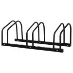 Estacionamento para 3 Bicicletas Suporte de Aço para Estacionar Bicicletas no Chão para Interior e Exterior 76x33x27 cm Preto