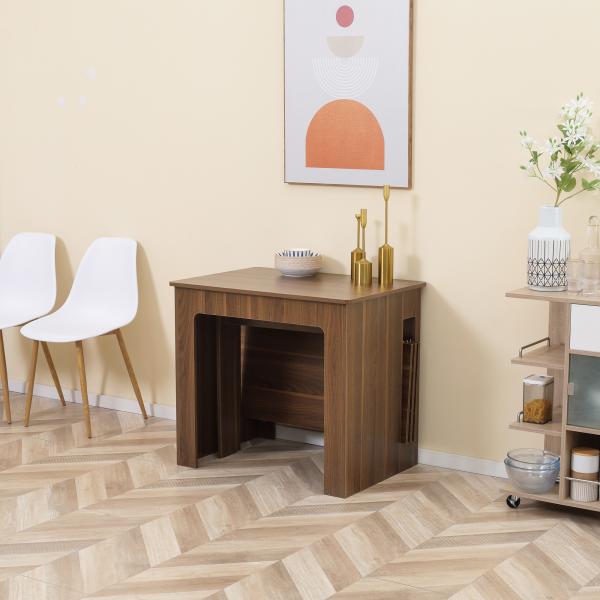 Mesa de Jantar Extensível para 4 - 6 Pessoas com Lateral Abatível Mesa Auxiliar Multifuncional 180x85x75cm Marrom