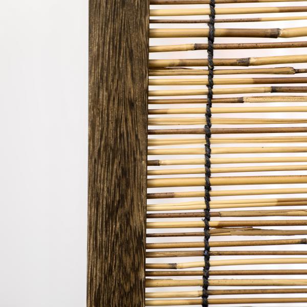 Biombo de 4 Painéis Separador de Ambientes Dobrável 160x1,8x170 cm Divisor de Ambientes de Madeira e Caniço Madeira