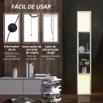 Candeeiro de Pé de Madeira com Estantes Lâmpada E27 Máx. 40W com Interruptor 26x26x156 cm Branco