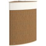 Cesto para Roupa Suja de Bambu de 55L com Tampa e Asa Saco Extraível e Lavável para Casa de Banho Quarto, 35x35x60 cm Castanho
