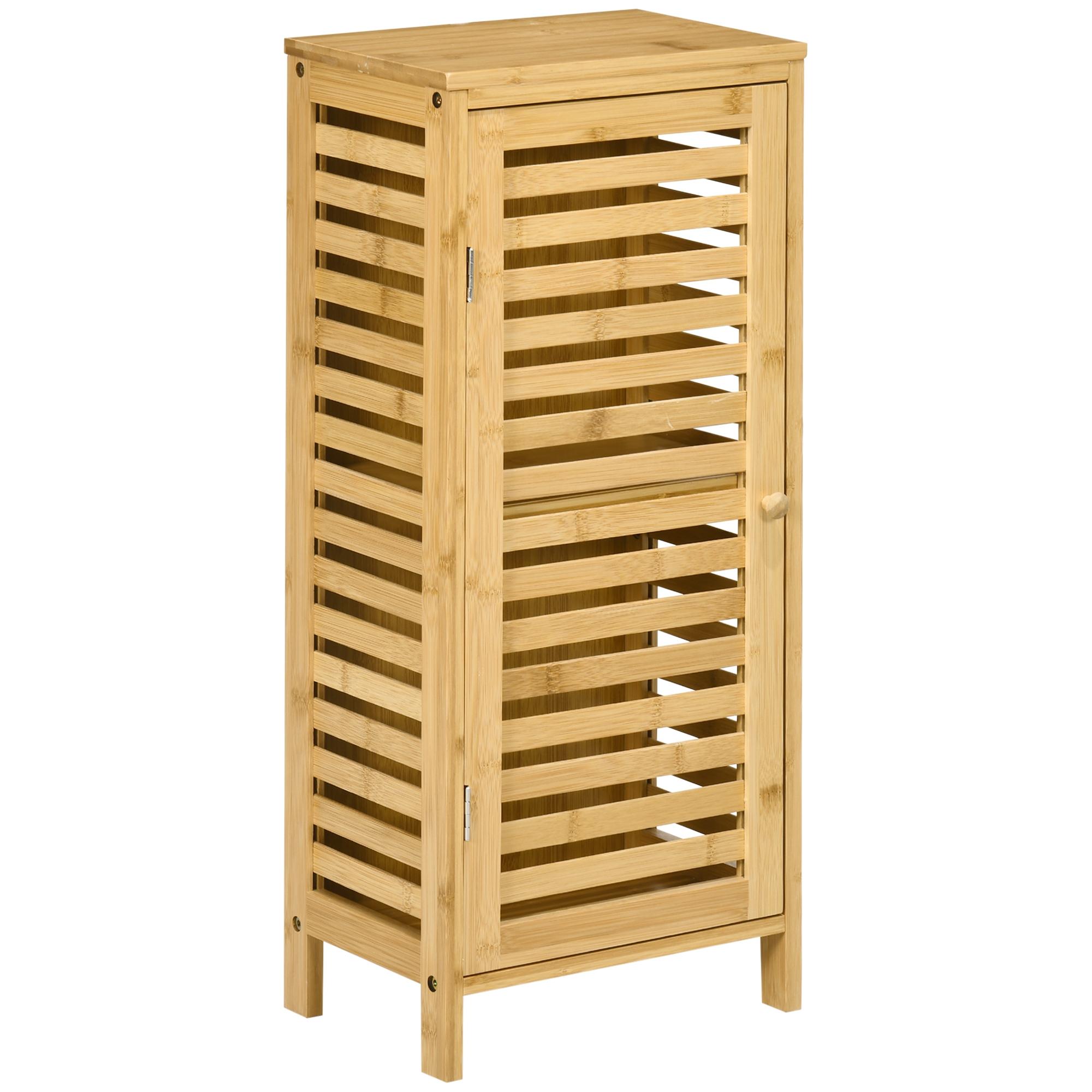 Armário Auxiliar Casa de Banho de Bambu Armário Casa de Banho com Prateleiras Ajustáveis Anti - Tombo 30x19,9x70 cm Madeira