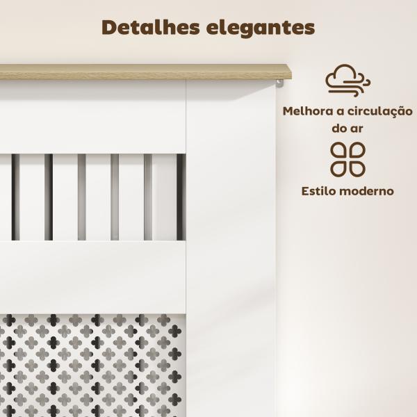 Cobertura para Radiadores Proteção Radiador de MDF 78x19x81 cm Desenho Moderno de Ripas Branco