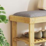 Banco Sapateira de Bambu Sapateira com Assento Almofadado 2 Prateleiras para 6 Pares de Sapatos 60x29x49 cm Madeira e Cinzento