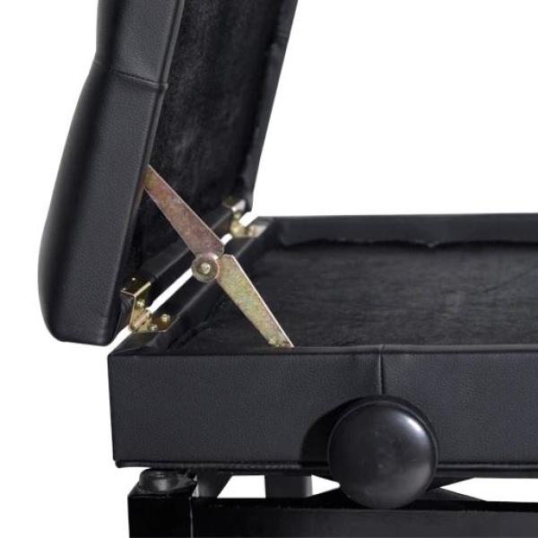 Banco de Piano com Espaço de Armazenamento Altura Ajustável com Assento Acolchoado Carga 200 kg 54,5x33x48 - 58 cm Preto