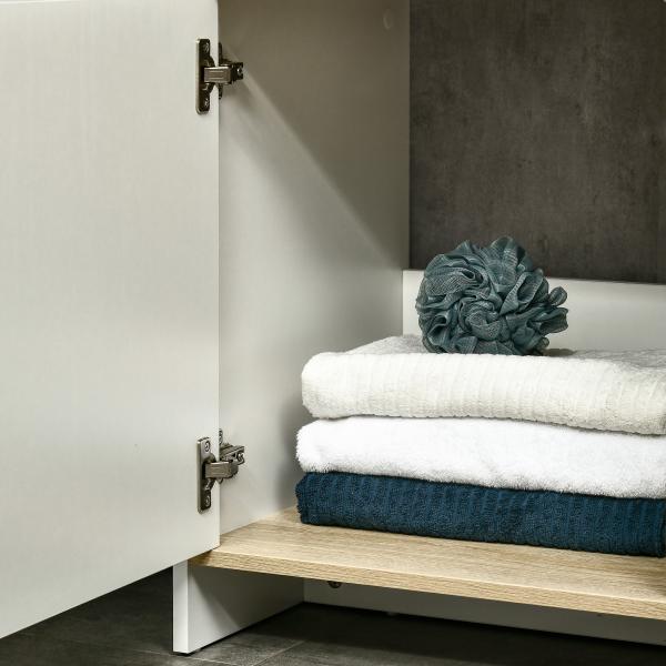 Móvel para Lavatório Pousar Móvel Casa de Banho Moderno com Prateleiras Abertas e Armário 77x45x60 cm Branco e