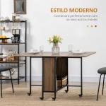 HOMOM Mesa de Cozinha Dobrável Mesa de Refeição Dobrável com Rodas Laterais Abatíveis e Prateleira Mesa Dobrável para Sala de Jantar 130x80x74 cm Marrom