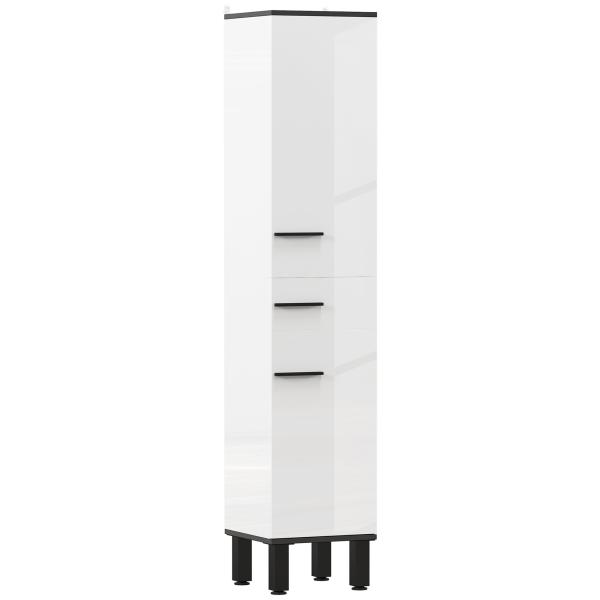 Coluna Casa de Banho Armário Alto Casa de Banho com Gaveta 2 Portas e Prateleiras Ajustáveis 34x34x170 cm Branco