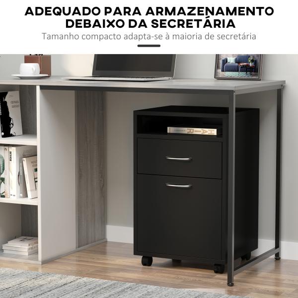 Bloco de Gavetas de Escritório com Armário e Gaveta Móvel Arquivador com Rodas Suporte para Impressora 40x35x60 cm Preto