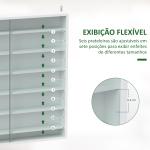 Vitrina de Parede em Madeira com Prateleiras Ajustáveis e 2 Portas Deslizantes de Vidro 80x9,5x83 cm Branco