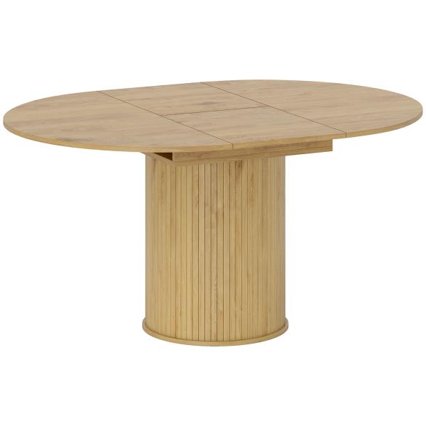 Mesa de Refeição Extensível Redonda para 6 - 8 Pessoas com Base Estriada para Sala de Estar 110 - 150x110x75 cm Madeira