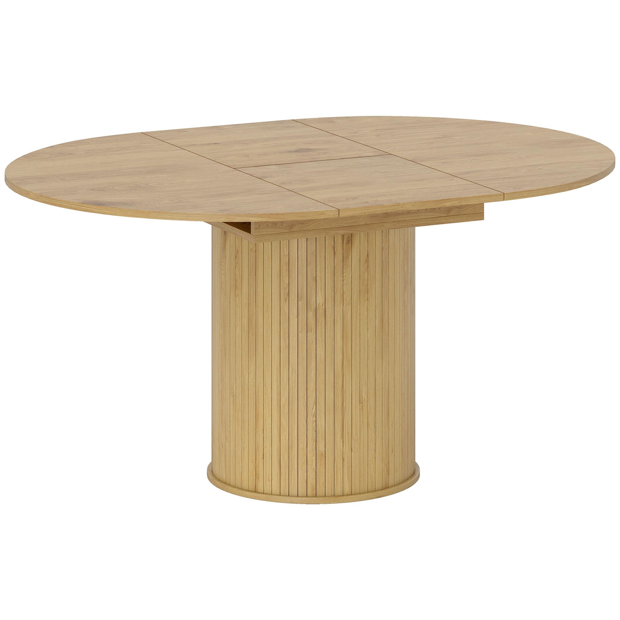 Mesa de Refeição Extensível Redonda para 6 - 8 Pessoas com Base Estriada para Sala de Estar 110 - 150x110x75 cm Madeira