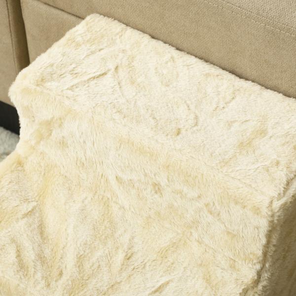 Escada para Cães de 3 Degraus com Capa Removível e Lavável Rampa para Cães para Cama Sofá 46x35x35 cm Bege