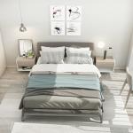 Conjunto de 2 Mesas de Cabeceira Flutuantes com 1 Gaveta e Prateleira Aberta 46x30x30 cm Carvalho e Branco